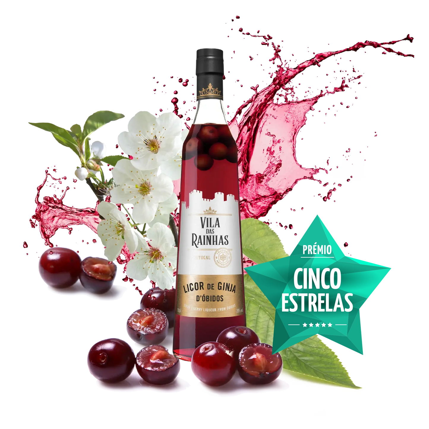 Licor de Ginja Vila das Rainhas c/ fruto 70cl