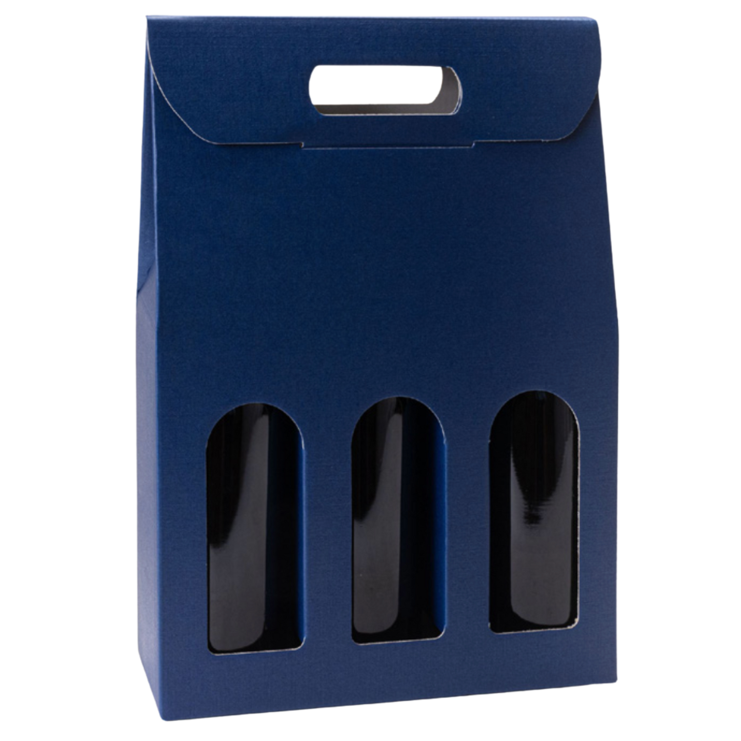 Caixa Fibra Azul com janela- 3 Garrafas